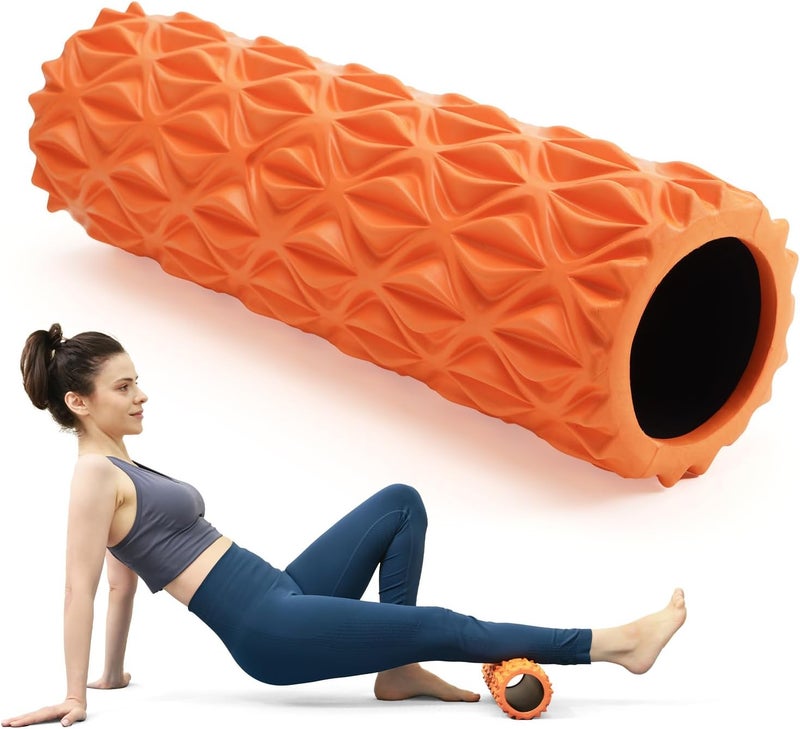 Zmarthumb Foam Roller - 15 inch Deep Tissue Massager for Muscle Massage, Myofascial Trigger Point Release, Exercise, Yoga, Pilates & Stretching(Orange) - Image 1